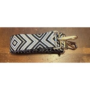 Pom Pom London crossbody strap, Black Tan, Grey Strap, NWOT